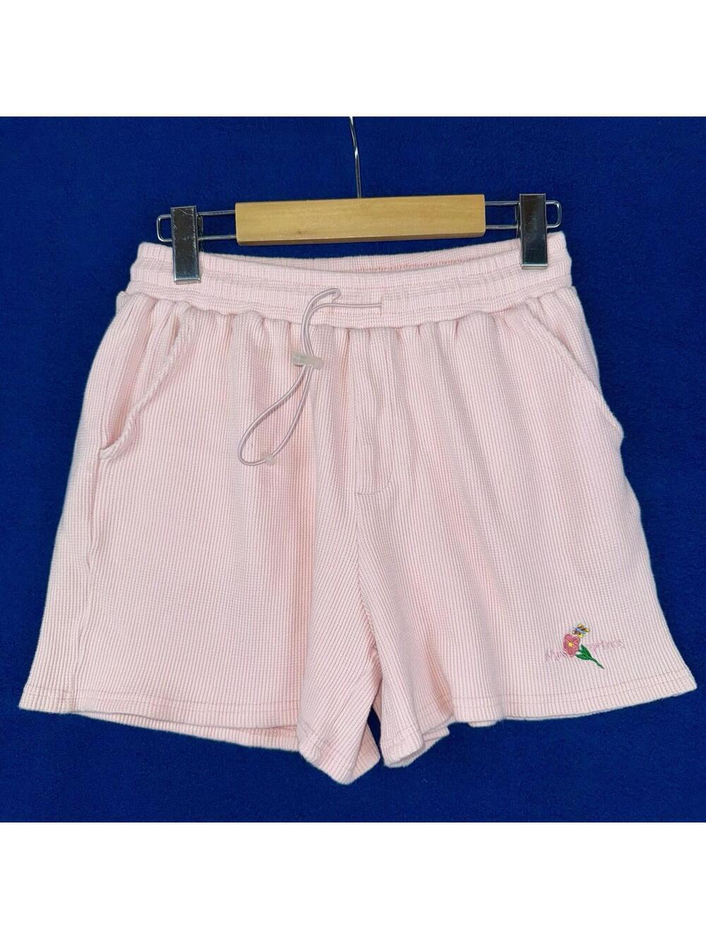 Maison Prince M.P Studios Waffle Knit Shorts Pink Women M Floral Cute Designer